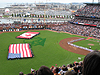 The flags and players on the field