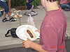 Tyler getting ready to sit down and eat