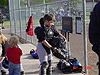 Tyler putting on the catchers gear