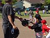 Tyler switching helmuts on 1st base