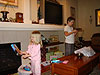 Jordan and Tyler opening their Christmas gifts