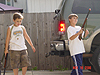Tyler and Dakota playing with the cork guns