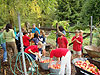The kids washing off the apples