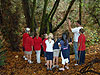 The kids looking at a creek