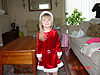 Jordan trying on one of her new holiday outfits