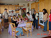 Everyone eating pizza