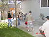The kids hitting the pinata