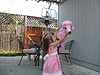 Ryan doing some karate moves on the pinata