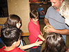 Kyra touching the snake