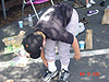 Tyler putting his shoes back on