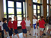 The kids getting ready to go inside