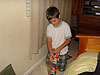 Tyler opening gifts in the morning