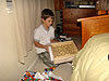 Tyler opening gifts in the morning