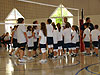 The teams switching sides
