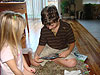 Jordan and Tyler looking at their new presents