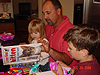 Jordan and Tyler checking out their gifts