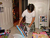 Tyler checking out some of his new books