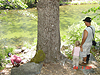Jordan and Ken watching Tyler climb down to the river