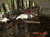 Tyler under a stone bridge