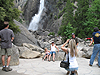 Tanya taking pictures of Jordan and Tyler at Yosemite Falls