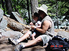 Another picture of Ken and Jordan feeding the squirrels