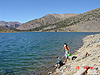 Ken and Tyler fishing in the cold waters of Saddlebag Lake