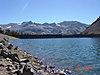 A view of the snow on the mountains behind Saddlebag Lake