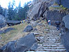 The steps heading up to the falls